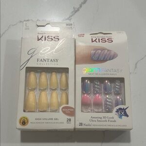 Kiss Gel Fantasy and Glam Fantasy Nail Sets - Yellow and Multicolor